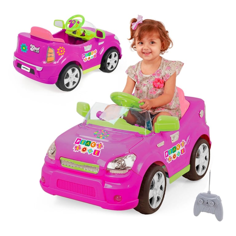 Carrinho Elétrico Infantil Peace Love com Controle Remoto