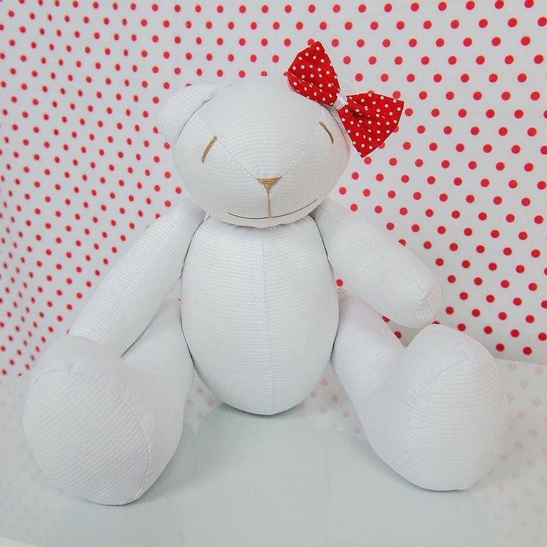 Ursa Lacinho Vermelho Poá 34cm