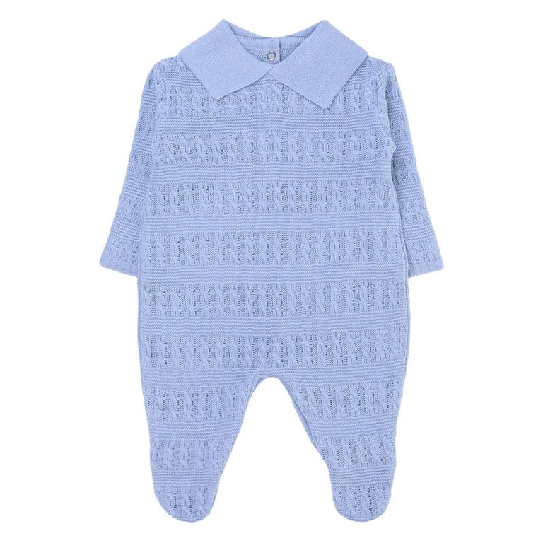 Saída de Maternidade Din Don com Trança Transpassada Azul Claro