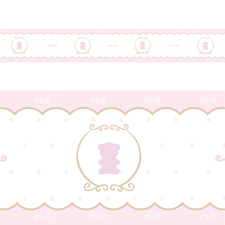 Faixa Adesiva de Parede Ursa Luxo Rosa