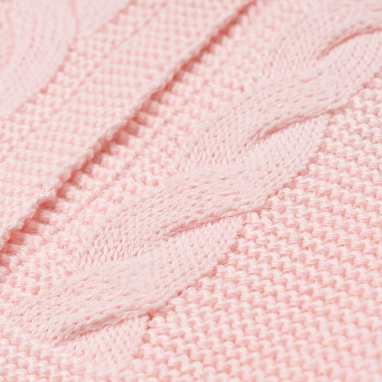 Saída Maternidade Tricot Trança Chique Rosa 03 Peças — vista alternativa