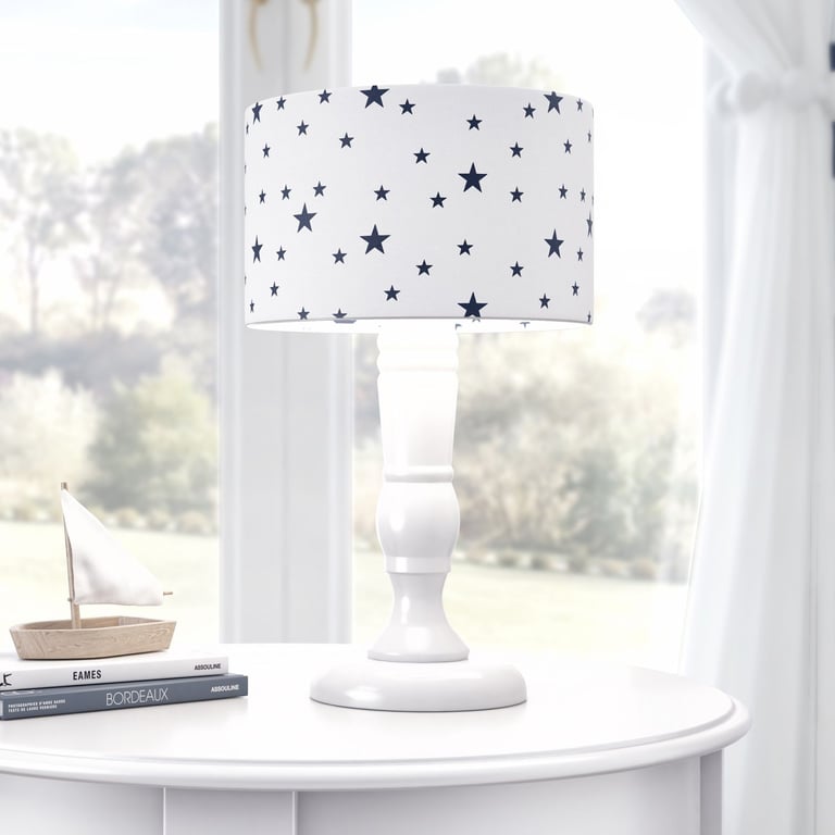Abajur Madeira Estrelinhas Azul Marinho
