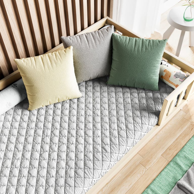 Edredom Solteiro Montessoriano Matelassê Cinza