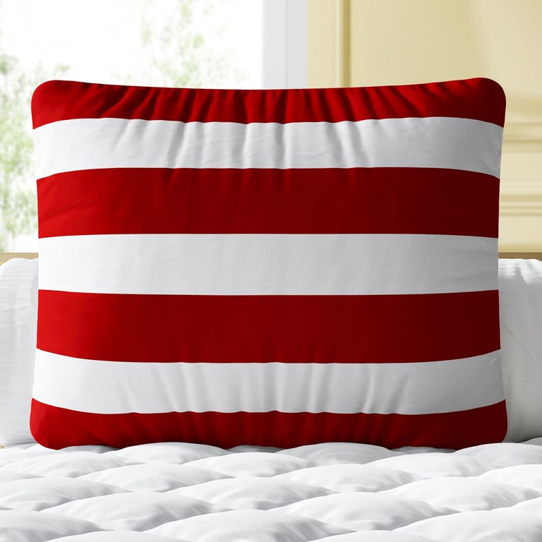 Almofada Listras Vermelho e Branco 39cm