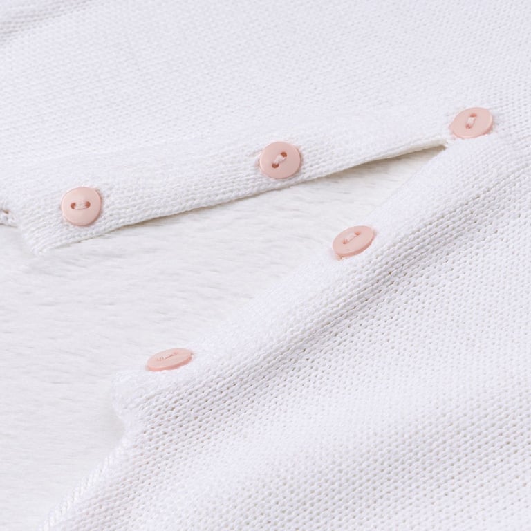 Saída Maternidade Tricot Poá Gola Babado Rosa 02 Peças