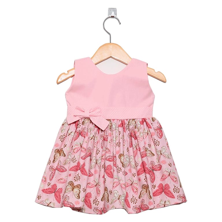 Vestido Borboleta Rosa Bebê 6 a 9 Meses