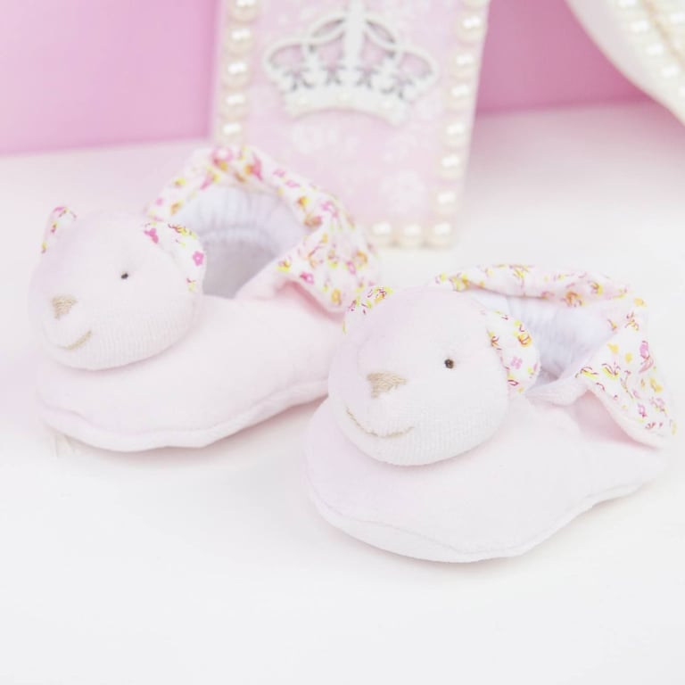 Conjunto Naninha De Bebê e Pantufa Floral Rosa — vista alternativa
