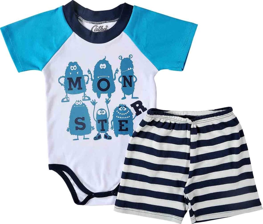 Conjunto Curto Bebê Azul Body