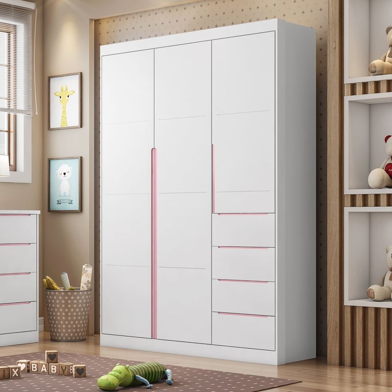 Guarda Roupa Infantil Branco 3 Portas Eloá