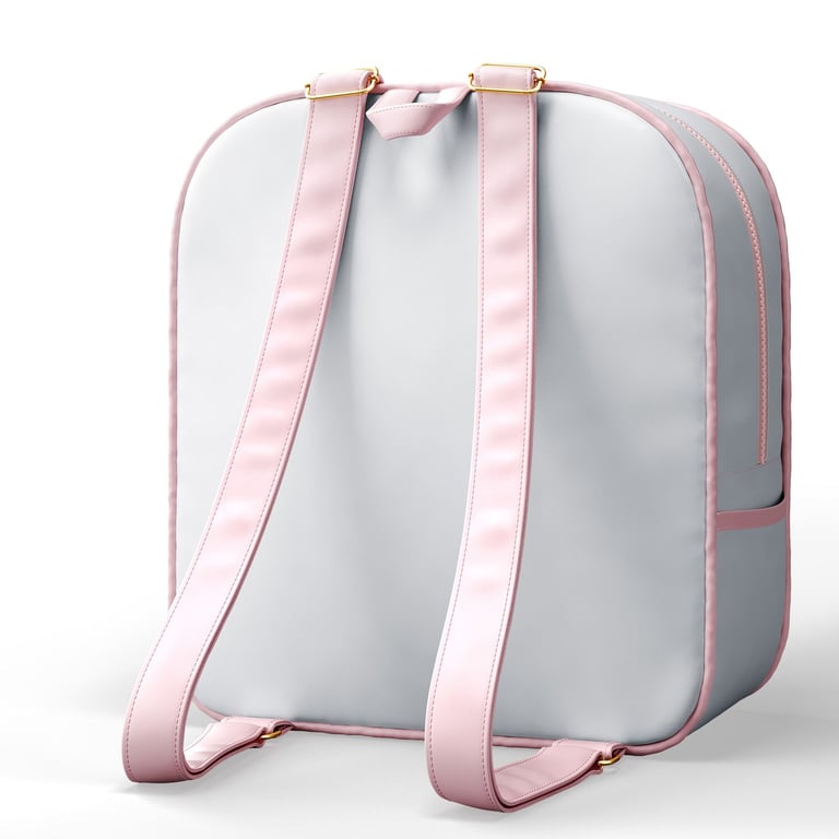 Mochila Maternidade Coração Rosa e Cinza 36cm — vista alternativa