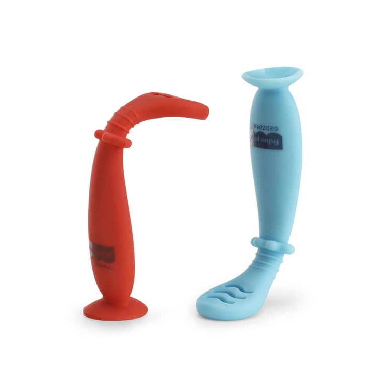 Kit Colher de Treinamento Ventosa Yummy Azul