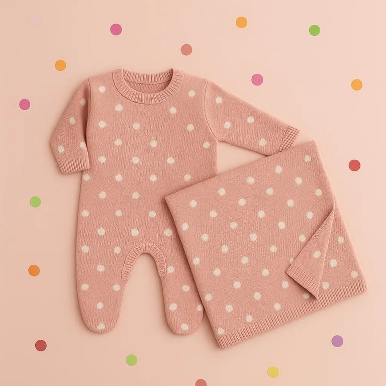 Saída Maternidade Tricot Em Poá Rose P