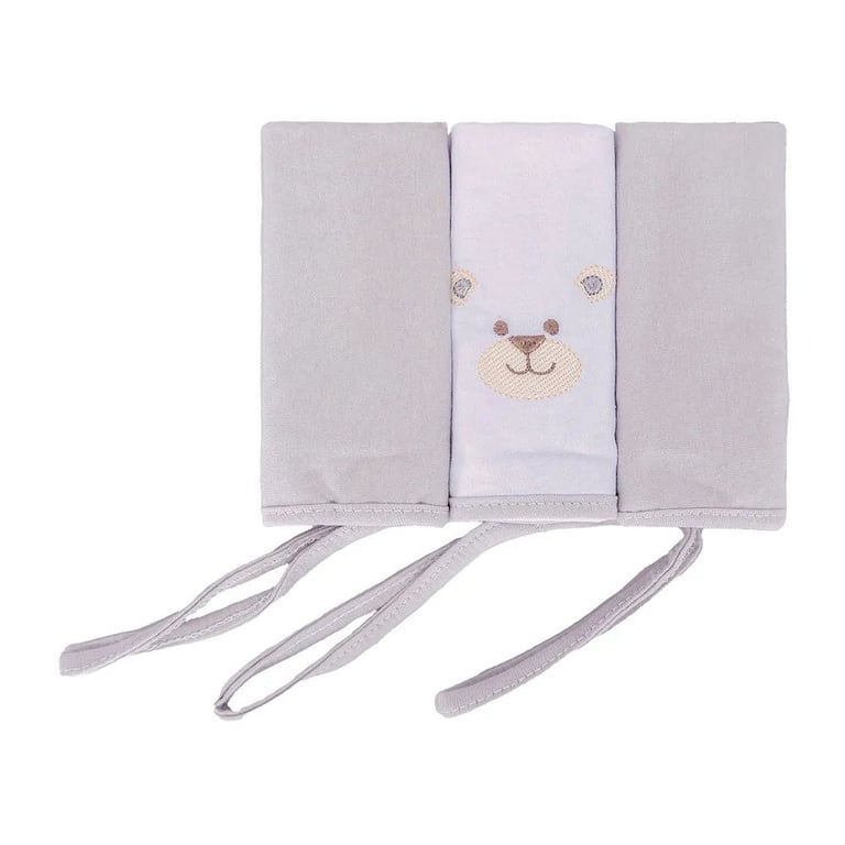 Jogo de Fraldas de Boca Bublim Malha Bordado Ursinho Cinza