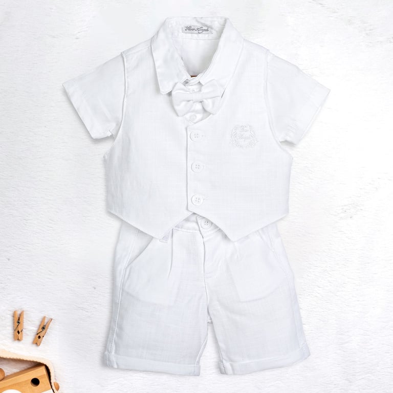 Conjunto Batizado Body e Bermuda com Colete