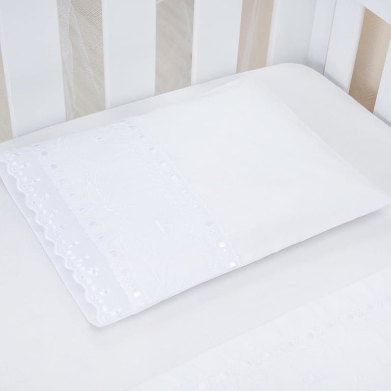 Jogo de Lençol Berço Bordado Mariana Branco 3 Peças