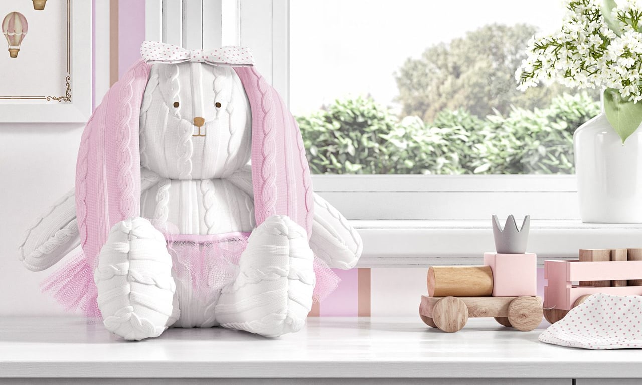 Coelha Clássico Tricot Luxo Rosa 42cm — vista alternativa