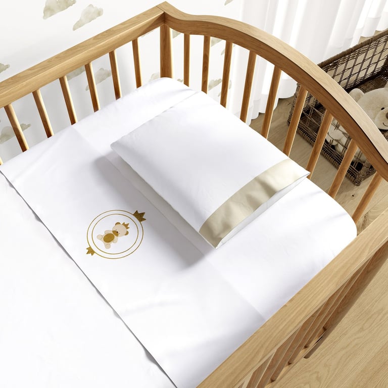 Jogo de Lençol Berço Bordado Urso Teddy Realeza Azul Marinho 3 peças — vista alternativa