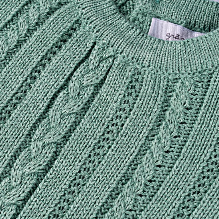 Saída Maternidade Tricot Trança Macacão Verde Pistache 02 Peças — vista alternativa