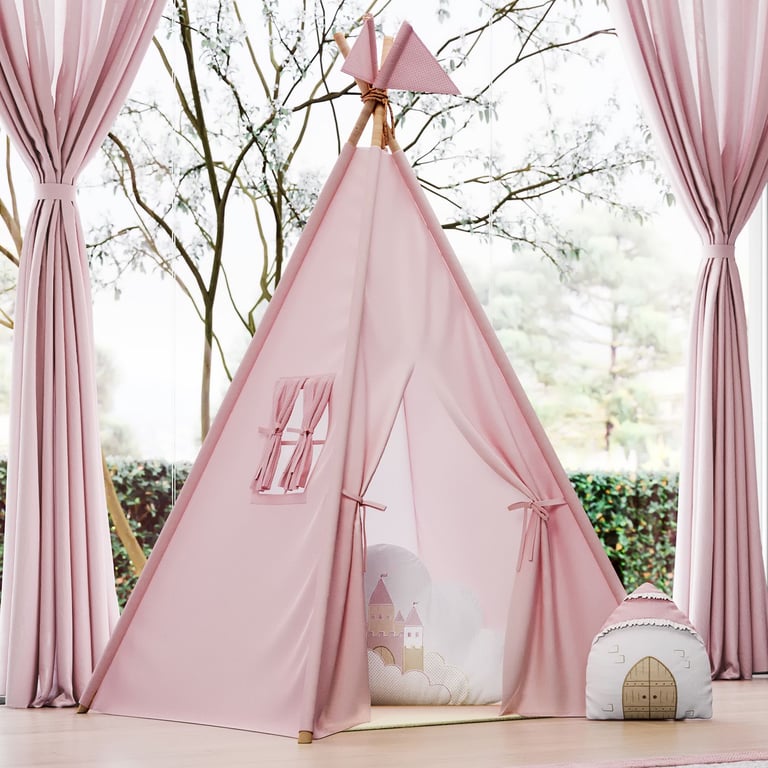 Cabana Quarto de Bebê com Bandeirinhas Rosa