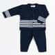 Saída Maternidade Tricot Cardigan e Calça Listras Marinho e Branco 02 Peças - imagem 1