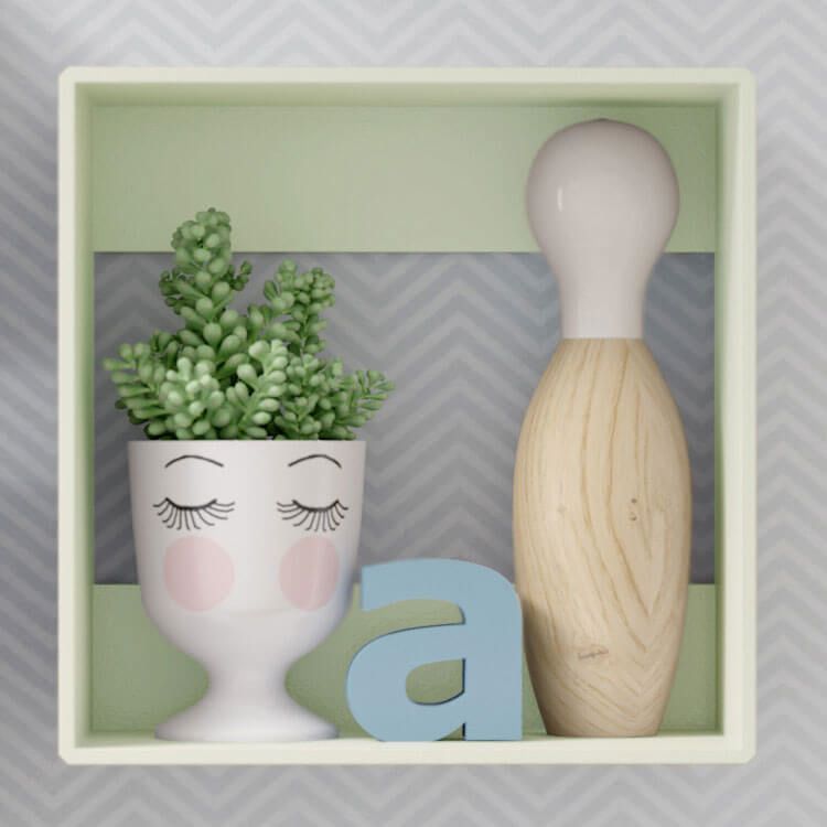 Nicho de Madeira Quadrado Laranja 30cm