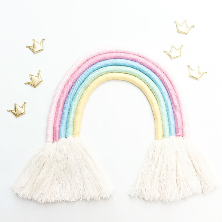 Enfeite Arco-íris Macramê