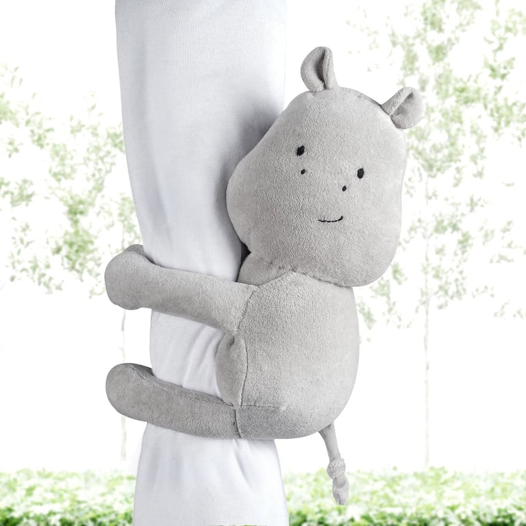 Prendedor de Cortina Hipopótamo Cinza 2 Peças