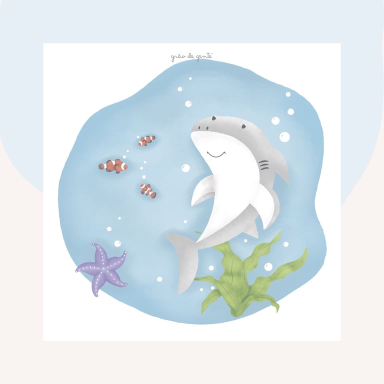 Pôster Adesivo de Parede Pequeno Tubarão