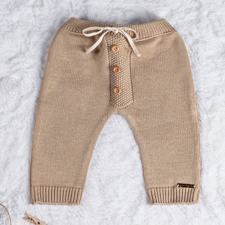 Calça Bebê Saruel Tricot com Botões Azul Marinho