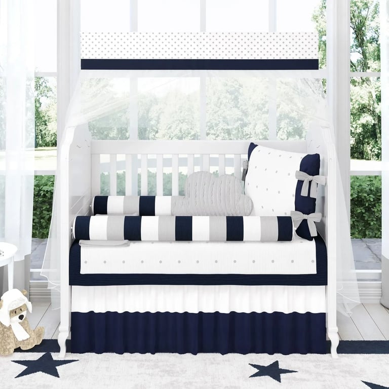 Kit Berço Tricot Poá Azul Marinho — vista alternativa