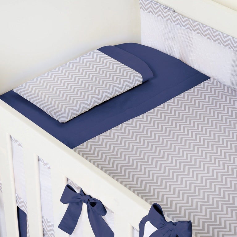 Jogo de Lençol Berço Chevron Azul Marinho 3 Peças — vista alternativa