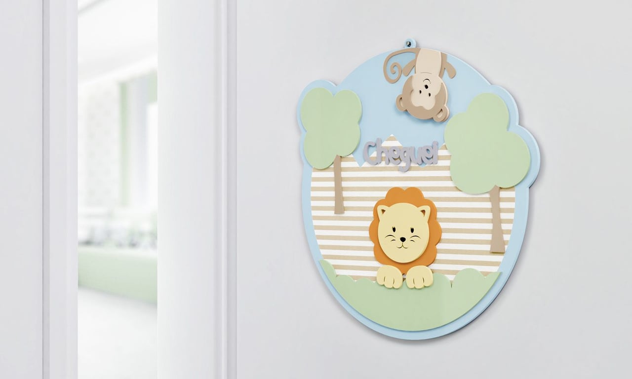 Porta Maternidade Cheguei Amiguinhos Safári — vista alternativa