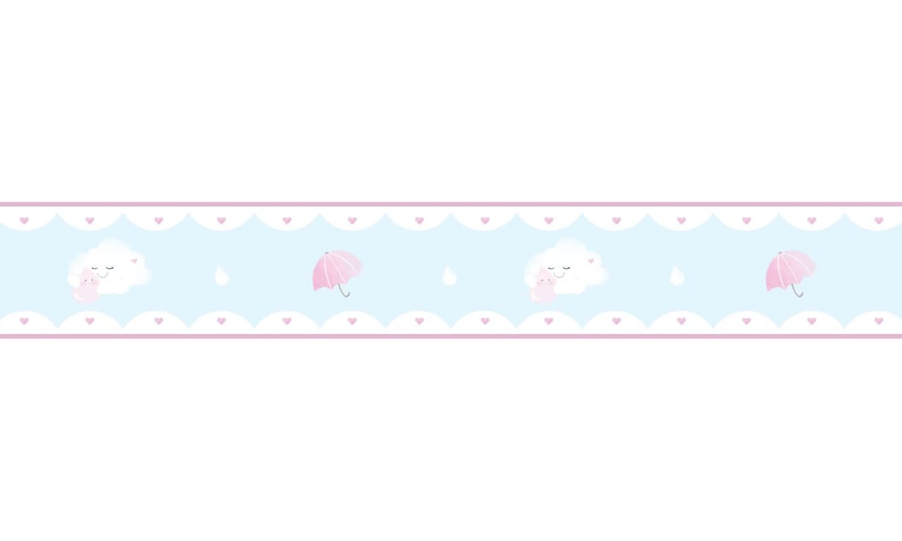 Faixa Adesiva de Parede Aquarela Chuva de Amor Rosa