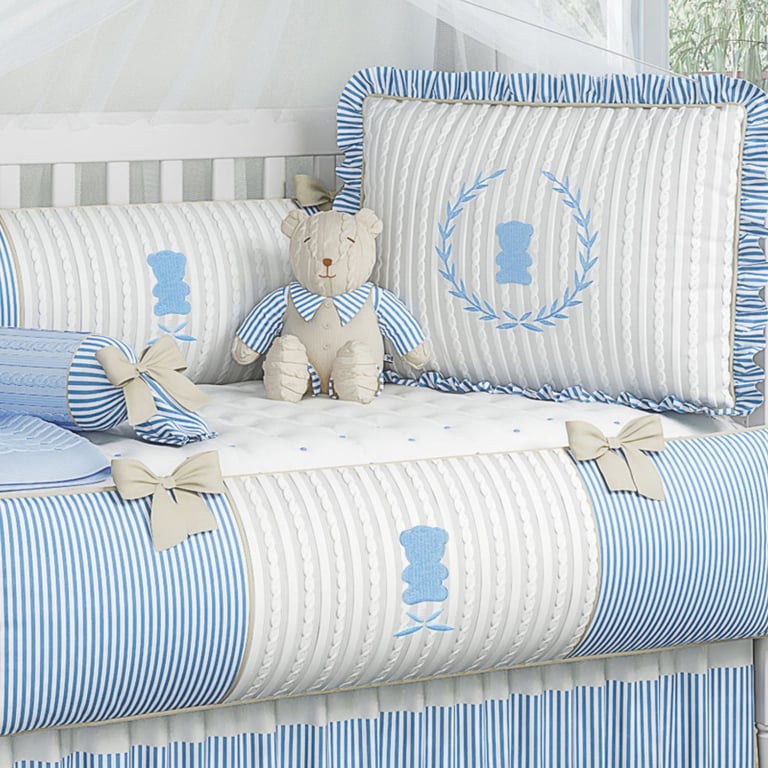 Kit Berço Tricot Luxo Azul