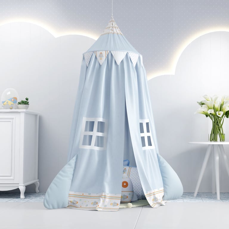 Tenda Dossel Foguete Patchwork Azul 2m