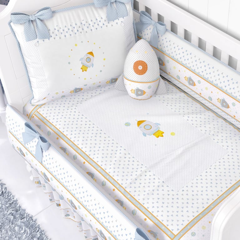 Capa para Edredom de Berço Astronauta Patchwork Azul