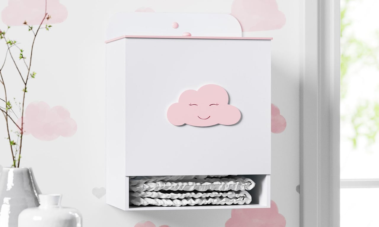Porta Fraldas Nuvem Rosa
