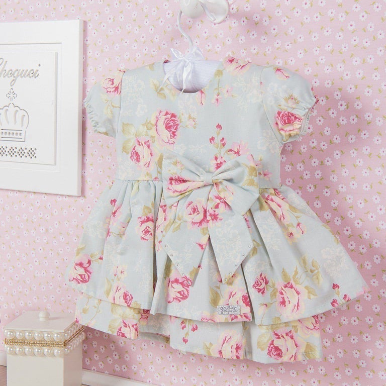 Vestido para Bebê Floral Candy Bege Tam G