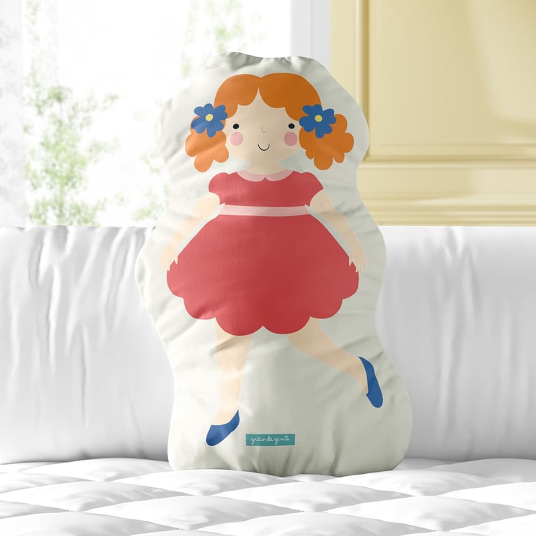 Almofada Boneca Menina Flor Margarida 33cm
