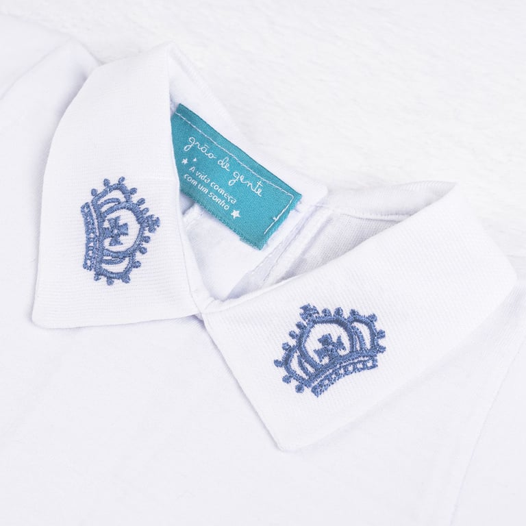 Body Manga Longa Bordado Reizinho Azul Marinho