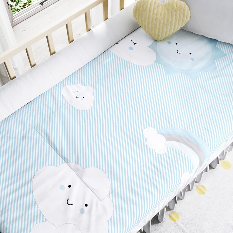 Edredom de Berço Nuvem de Algodão Azul