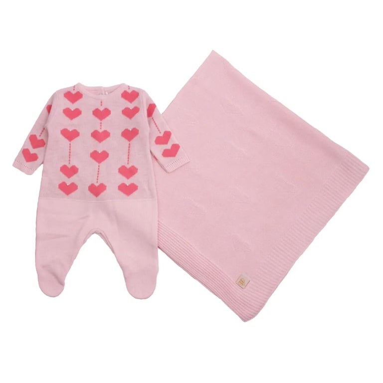 Saída Maternidade Din Don Corações e Pérolas Vermelho