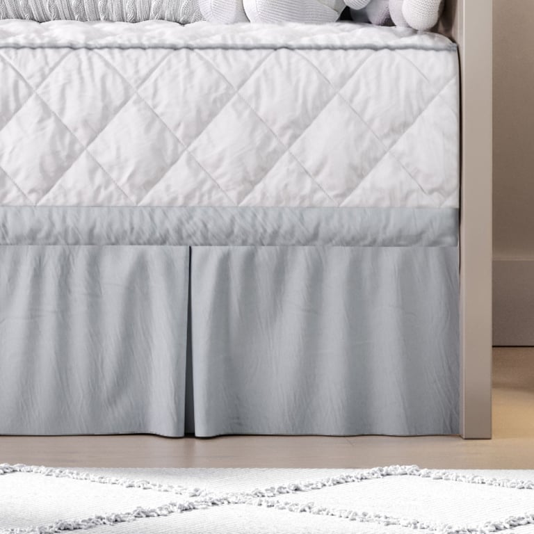 Saia de Cama Babá Pregueada Branco/Cinza