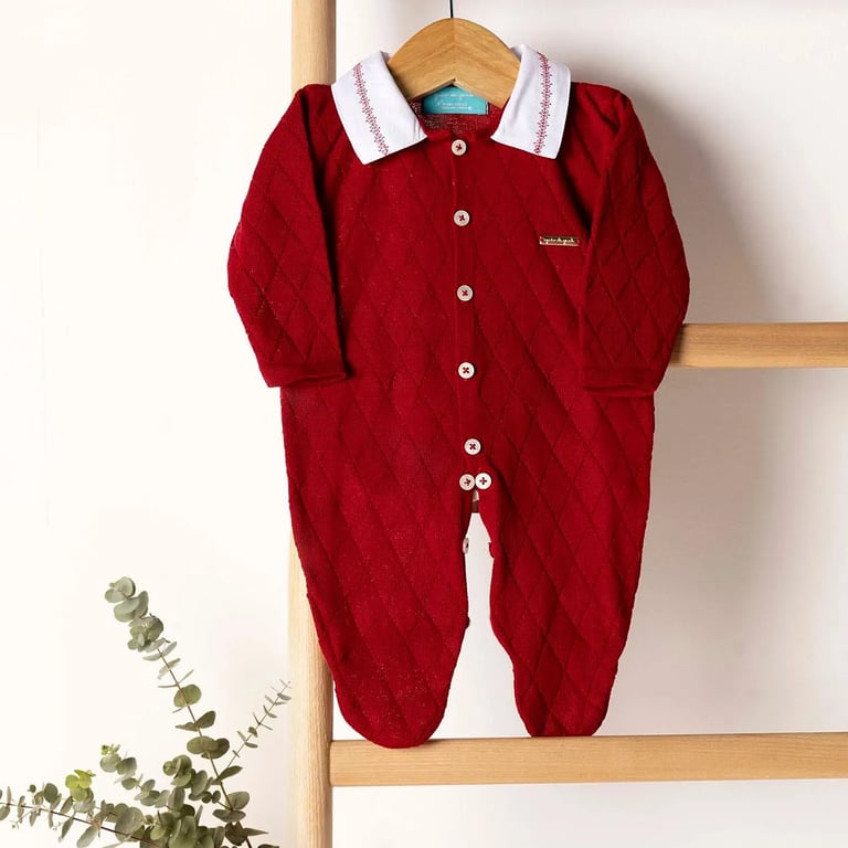 Saída Maternidade Tricot Vermelha 02 Peças — vista alternativa