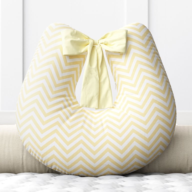 Almofada Amamentação Chevron Azul com Laço