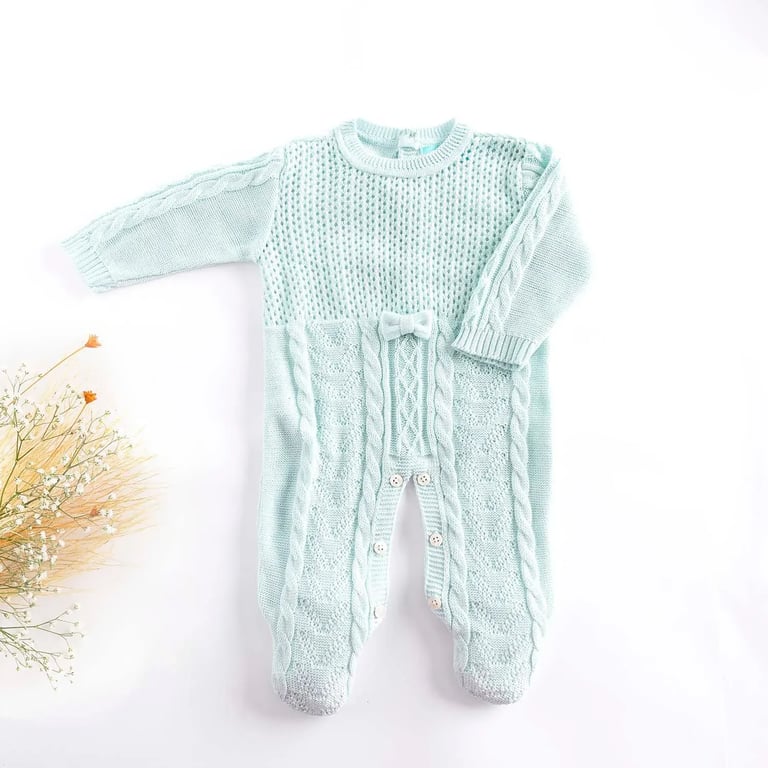 Macacão Tricot Trança Laço Verde Tam M