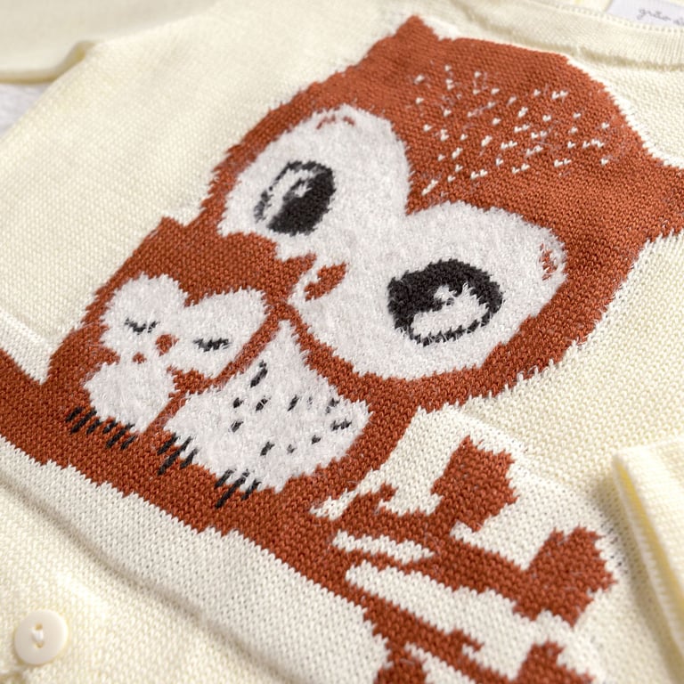 Macacão Tricot Jacquard Mamãe Coruja Amarelo Jasmim