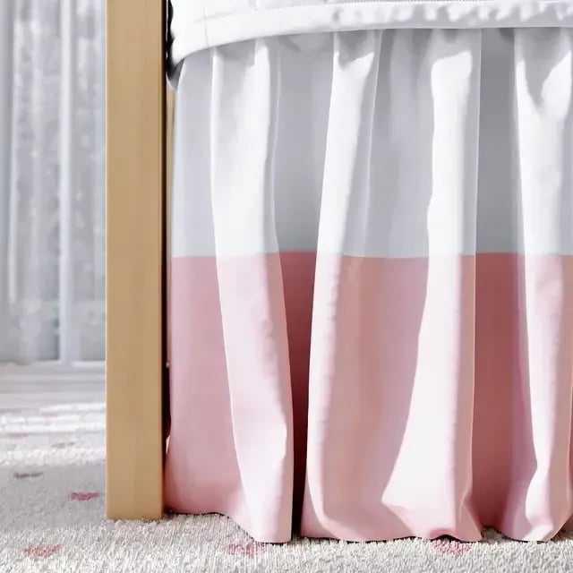 Saia de Berço Rosa e Branca Baby