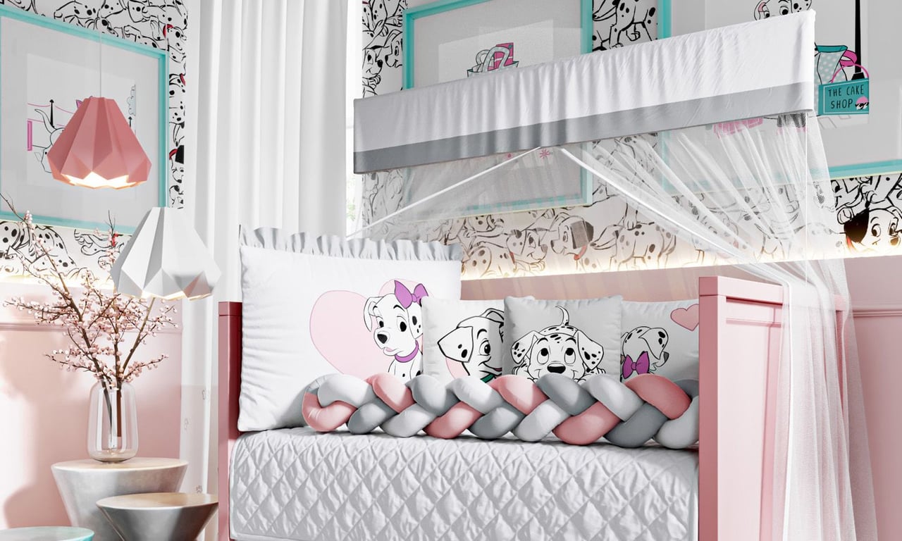 Kit Berço Trança 101 Dálmatas Rosa — vista alternativa