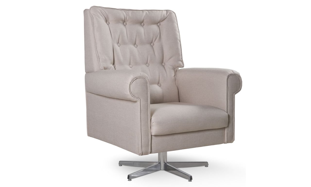 Poltrona Amamentação Clássica Balanço e Giratória Bege